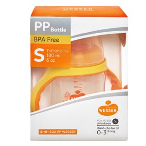 Bình sữa Wesser nhựa PP BPA Free cổ rộng 180ml chính hãng tại Chip Chip Luxury Nha Trang
