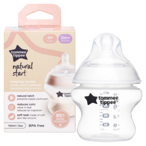 Bình sữa nhựa PP Tommee Tippee Natural Start 423901 cổ rộng 150 ml (0 - 3 tháng) chính hãng tại Chip Chip Luxury Nha Trang