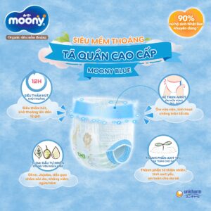 Tã quần Moony Xanh Size M (6-12kg) chính hãng tại Chip Chip Luxury Nha Trang