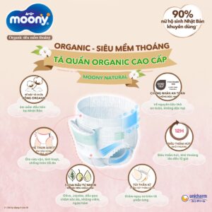 Bỉm tã quần Moony trắng Natural size L 36 miếng (9-14kg) chính hãng tại Chip Chip Luxury Nha Trang