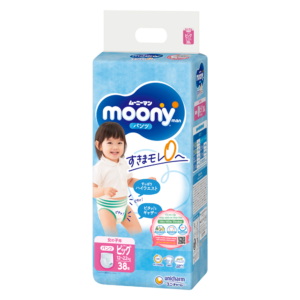Bỉm tã quần Moony Xanh bé gái size XL 38 miếng (12-22kg) chính hãng tại Chip Chip Luxury Nha Trang