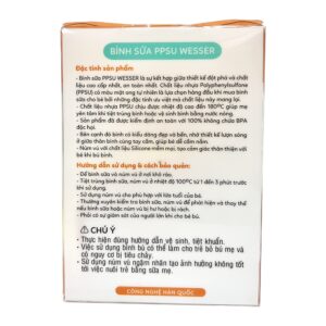 Bình sữa Wesser nhựa PPSU có tay cầm cổ rộng 180ml (Giao bao bì ngẫu nhiên) chính hãng tại Chip Chip Luxury Nha Trang
