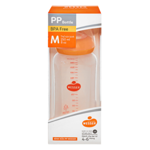 Bình sữa Wesser nhựa PP BPA Free cổ hẹp 250ml chính hãng tại Chip Chip Luxury Nha Trang
