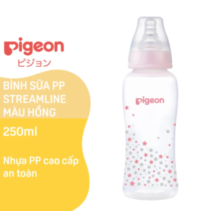Bình sữa Pigeon PP Streamline 250ml họa tiết ngôi sao (Hồng) chính hãng tại Chip Chip Luxury Nha Trang