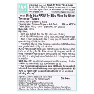Bình sữa nhựa PPSU Tommee Tippee Natural Start 423936 cổ rộng 150 ml (0 - 3 tháng) chính hãng tại Chip Chip Luxury Nha Trang