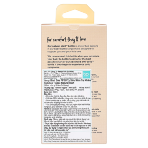 Bình sữa nhựa PPSU Tommee Tippee Natural Start 423937 cổ rộng 260 ml (3 - 6 tháng) chính hãng tại Chip Chip Luxury Nha Trang