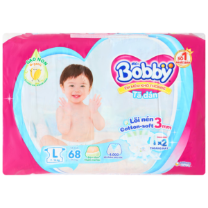 Tã dán Bobby size L 68 miếng (9 - 14 kg) chính hãng tại Chip Chip Luxury Nha Trang