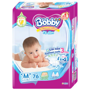Tã dán Bobby size M 76 miếng (6 - 11 kg) chính hãng tại Chip Chip Luxury Nha Trang