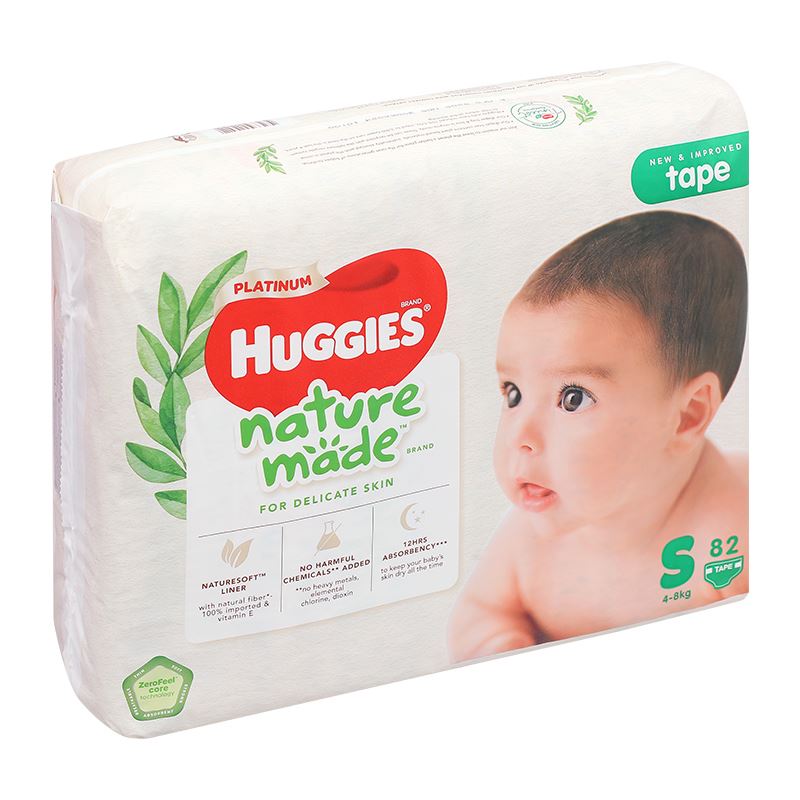 Tã dán Huggies Platinum nature made cao cấp size S 82 miếng (4 - 8 kg) - Chip Chip Luxury Nha Trang Tã dán Huggies Platinum nature made cao cấp size S 82 miếng (4 - 8 kg) chính hãng tại Chip Chip Luxury Nha Trang