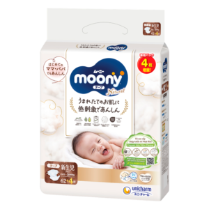 Tã dán Moony trắng Natural Size NB (dưới 5kg) chính hãng tại Chip Chip Luxury Nha Trang