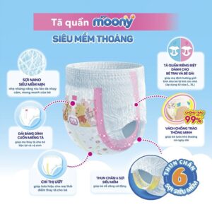 Bỉm tã quần Moony xanh bé trai size L 44 miếng (9-14kg) chính hãng tại Chip Chip Luxury Nha Trang