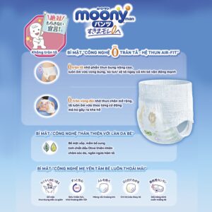 Bỉm tã quần Moony xanh bé trai size L 44 miếng (9-14kg) chính hãng tại Chip Chip Luxury Nha Trang