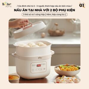 Nồi nấu chậm Bear 1.6L SB-NNC16 chính hãng tại Chip Chip Luxury Nha Trang