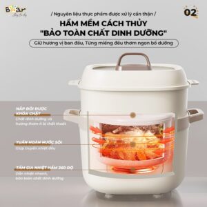 Nồi nấu chậm Bear 1.6L SB-NNC16 chính hãng tại Chip Chip Luxury Nha Trang