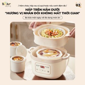 Nồi nấu chậm Bear 1.6L SB-NNC16 chính hãng tại Chip Chip Luxury Nha Trang