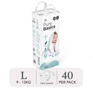 Bỉm tã dán ngày đêm Applecrumby Purebasics Diapers Tape size L – 38+2 miếng (9-13kg) chính hãng tại Chip Chip Luxury Nha Trang