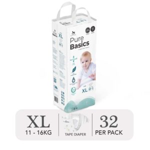 Bỉm tã dán ngày đêm Applecrumby Purebasics Diapers Tape size XL – 30+2 miếng (11-16kg) chính hãng tại Chip Chip Luxury Nha Trang
