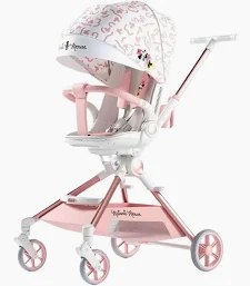 Xe đẩy Vinng Q7 Hồng Mickey đảo chiều gấp gọn chính hãng tại Chip Chip Luxury Nha Trang