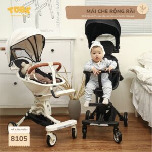 Xe Đẩy Tobe Rico MS 8105 (Đen/Hồng/Xám) chính hãng tại Chip Chip Luxury Nha Trang