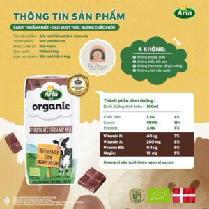 Sữa nước hữu cơ vị Socola Arla 200ml chính hãng tại Chip Chip Luxury Nha Trang