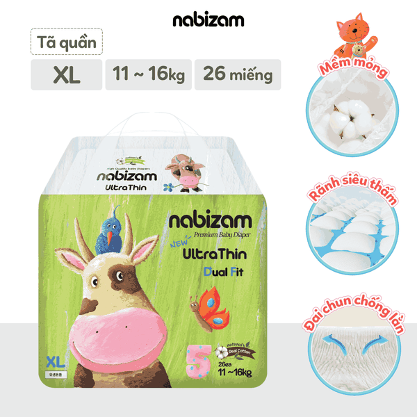 Bỉm quần ngày Nabizam ultra thin XL26 (11-16kg) - Chip Chip Luxury Nha Trang Bỉm quần ngày Nabizam ultra thin XL26 (11-16kg) chính hãng tại Chip Chip Luxury Nha Trang