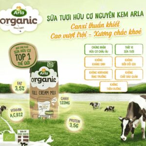 Sữa tươi nguyên kem Arla Organic hộp 200ml chính hãng tại Chip Chip Luxury Nha Trang