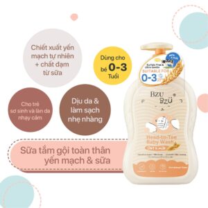 Sữa tắm gội chiết xuất yến mạch & sữa Bzu Bzu 600ml chính hãng tại Chip Chip Luxury Nha Trang