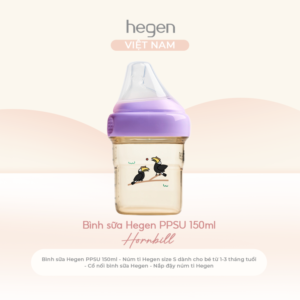 Bình sữa Hegen cổ tím Hornbill 150ml chính hãng tại Chip Chip Luxury Nha Trang