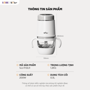 Máy xay ăn dặm thông minh 0.3L Bear BFM-025JM chính hãng tại Chip Chip Luxury Nha Trang