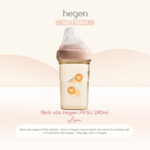 Bình sữa Hegen cổ hồng Lion 240ml chính hãng tại Chip Chip Luxury Nha Trang