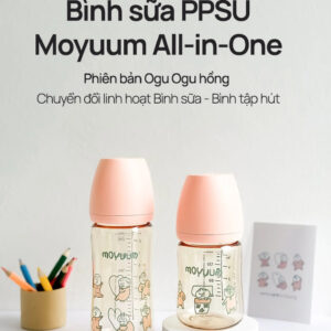 Bình sữa Moyuum PPSU Moyuum Phiên Bản Ogu Ogu Màu Hồng 170ml chính hãng tại Chip Chip Luxury Nha Trang