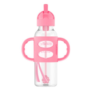 bình sữa DrBrown hai tay cầm và ống hút silicon 250ml hồng chính hãng tại Chip Chip Luxury Nha Trang