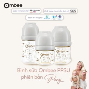 Bình sữa ombee chống đầy hơi PPSU xám 90ml chính hãng tại Chip Chip Luxury Nha Trang