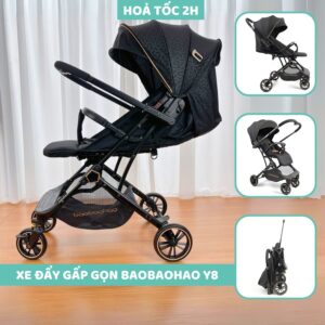 Xe đẩy Baobaohao Y8 Đen chính hãng tại Chip Chip Luxury Nha Trang