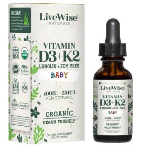 Vitamin D3K2 Hữu Cơ LiveWise Baby 400IU Mỹ Cho Bé Sơ Sinh 0–3 Tuổi chính hãng tại Chip Chip Luxury Nha Trang