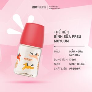 Bình Sữa Moyuum TH3 Hình Ngựa đỏ 270ml chính hãng tại Chip Chip Luxury Nha Trang