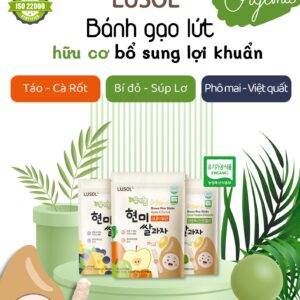 Bánh gạo lứt hữu cơ LUSOL hình que vị táo, cà rốt