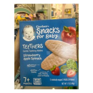 Bánh gạo Gerber teethers Dâu táo cải bó xôi 7m+ (Bịch)