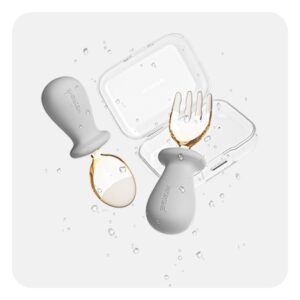 Bộ thìa nĩa tiny nhựa PPSU heorshe xám,be (Bộ)