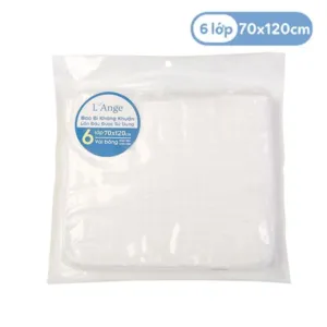 Khăn tắm L'Ange vải bông 6 lớp 70*120 trắng