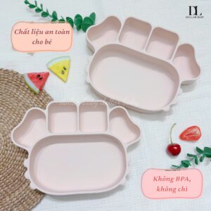 Khay ăn Silicon hình cua màu hồng