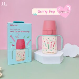 Bình hút tập uống Moyuum PPSU Vỏ đỏ-Nắp xanh- 170ml