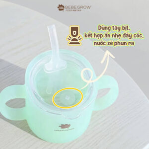 Cốc tập hút silicon Green finger 8m+ xanh