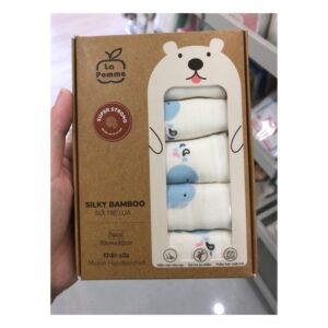 La Pomme K001 Set 5 Khăn sữa sợi tre lụa (30x30) - Cá heo (Cái)