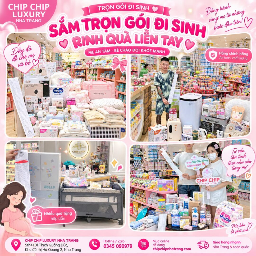Khách hàng sắm trọn gói đi sinh nhận quà tại Chip Chip Nha Trang