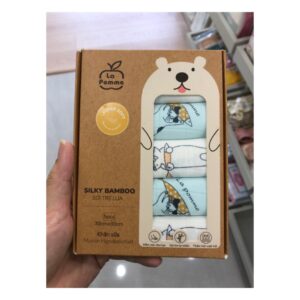 khăn sữa Set 5 sợi tre lụa La Pomme phối màu 30x30 Xanh (Mèo) (Cái)