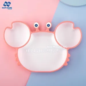 Khay ăn Silicon hình cua màu đỏ