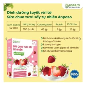 Sữa chua tươi sấy Tự Nhiên Anpaso vị dâu Tây 8m+ (Hộp)