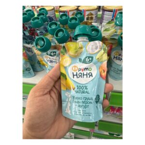 Trái cây nghiền Fruto Nga vị chuối, táo 6m+ (Bịch)