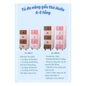 Tủ holla 5 tầng HL09172 THỎ HỒNG (Cái)